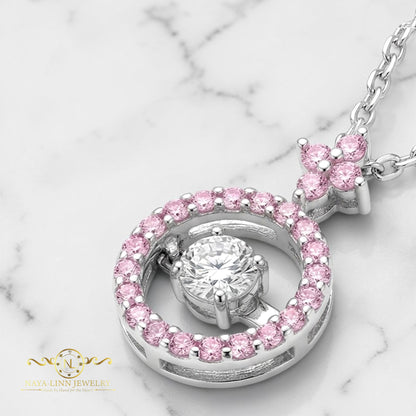 Hadley Dancing Necklace | Center Round Diamond Simulant | 925 Sterling Silver By Naya-Linn Jewelry