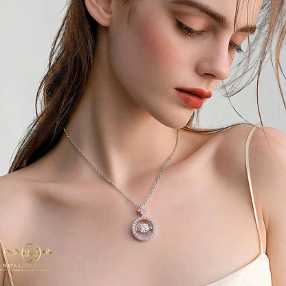 Hadley Dancing Necklace | Center Round Diamond Simulant | 925 Sterling Silver By Naya-Linn Jewelry