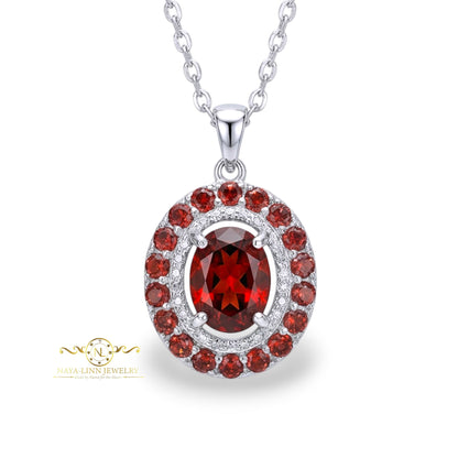Phoebe Necklace | Oval Shaped Diamond Simulant | Rhodium Over 925 Sterling Silver By Naya-Linn Jewelry