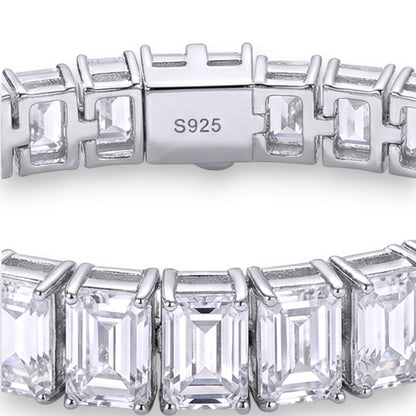 Collete Bracelet | Rhodium Plated Over 925 Sterling Silver | Emerald Cut | Cubic Zirconia