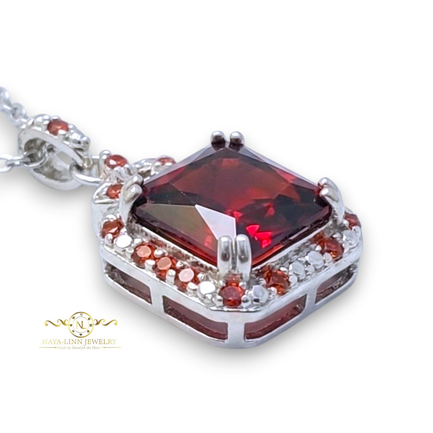 Harmony Necklace | Rhodium Over 925 Sterling Silver | Cubic Zirconia | Square Shaped Necklace | 18 Inches