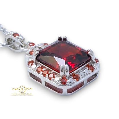 Harmony Necklace | Rhodium Over 925 Sterling Silver | Cubic Zirconia | Square Shaped Necklace | 18 Inches