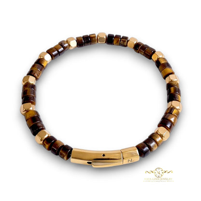 Achilles Unisex Rhodonite Bracelet with Curved Bayonet Clasp