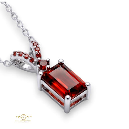 Mackenzie Necklace | Rhodium Plated Over 925 Sterling Silver | Diamond Simulants | Cubic Zirconia | 18 Inch Emerald Shape | Dainty Necklace