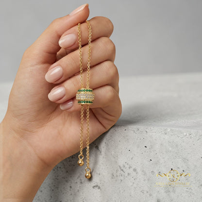 Natalie Adjustable Y-Shaped | Necklace | Small Round Diamond Simulants | 18K Gold Plating Over Sterling Silver By Naya-Linn Jewelry