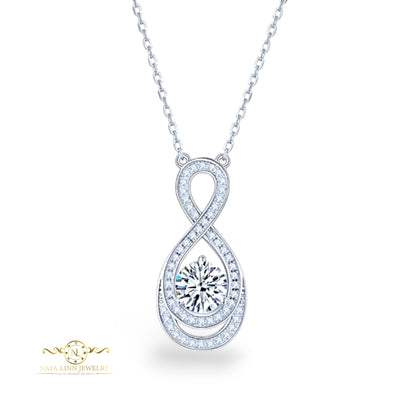 Gianni Moissanite Necklace | Infinity Pendant | Rhodium Over 925 Sterling Silver | 5MM With GRA Certificate