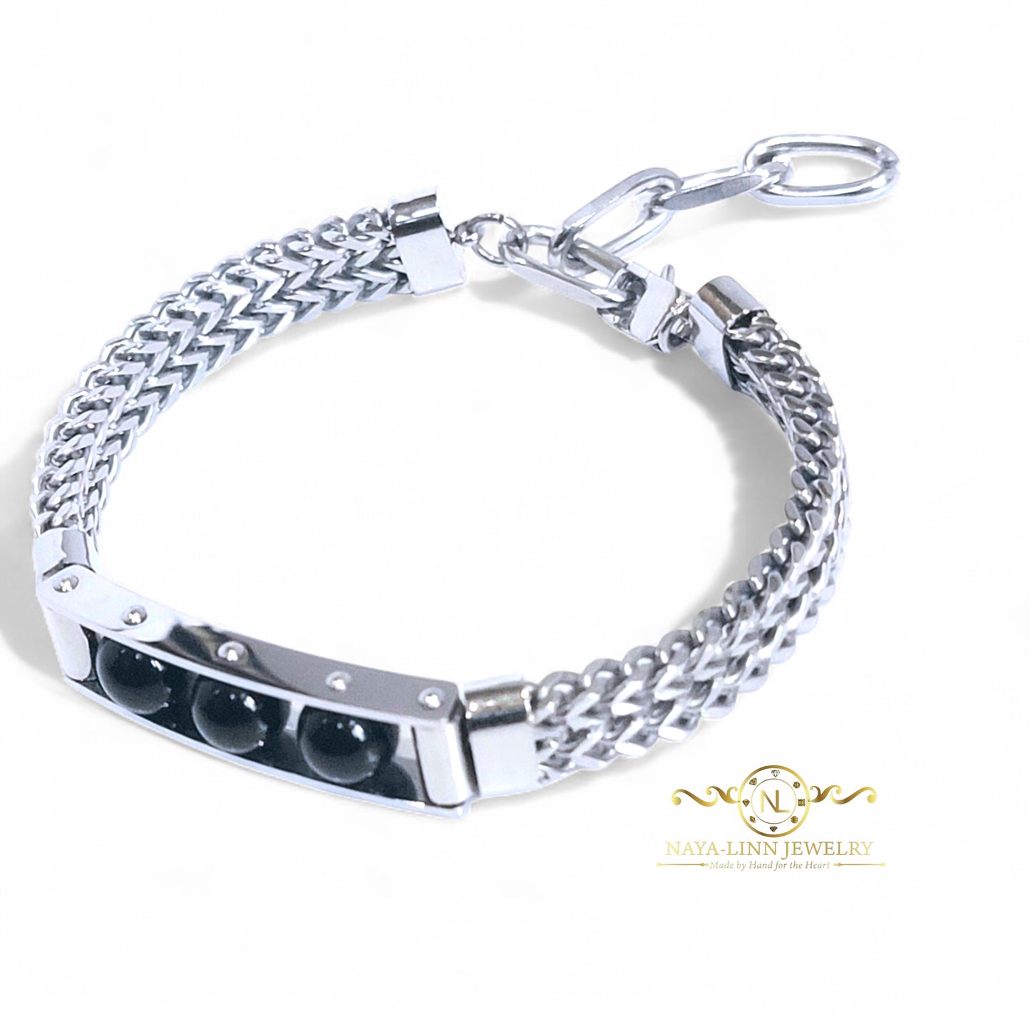 Gaius Men's Bracelet | Tiger's Eye, Lapis Lazuli, or Black Agate | 8MM Natural Stone Dragon Bone Chain Bracelet